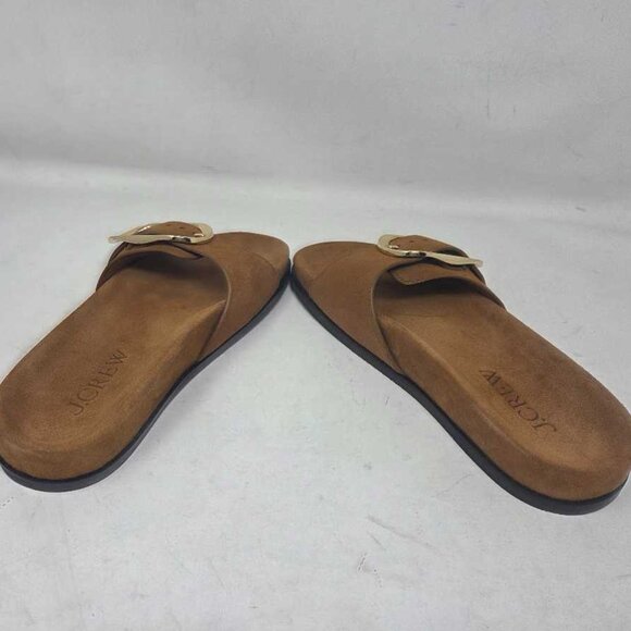 New 6.5 J.Crew Colbie oversized buckle sandals in Rich Whiskey brown suede